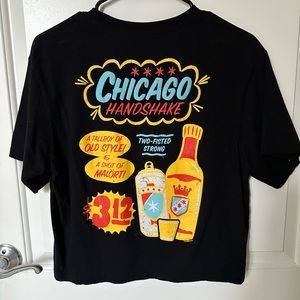 Chicago Handshake Black Cropped Tshirt